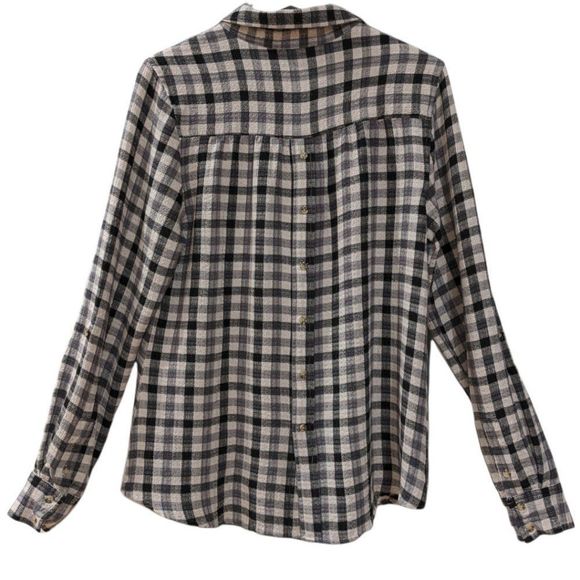 Pistola Women's Cream and Black Plaid Long Sleeve Button Down Shirt size S - Picture 2 of 9